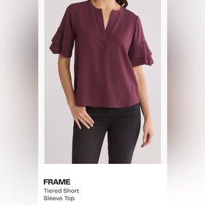 NWOT FRAME Maroon Tiered Short Sleeve Top
